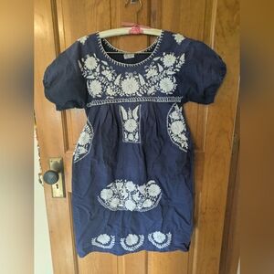 Navy Blue Embroidered Woman's Dress Or Tunic